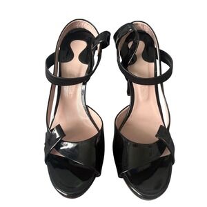 Chloe Black Patent Leather Peep Toe Ankle Strap High Heel Sandals EU 41 uS 10.5